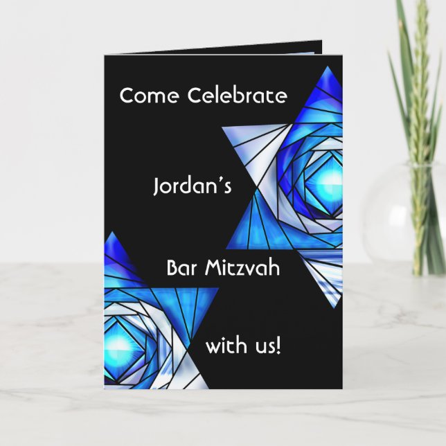 Invitación Barra moderna doblada Mitzvah (invite) (Anverso)