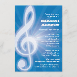 Invitación Barra-Palo Mitzvah del Clef agudo que brilla
