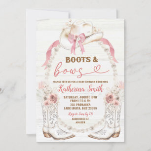Invitación Barras de Coquette Pearl Pink Bow y Baby Shower Bo