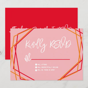 Invitación Barras geométricas rojas y rosadas al amanecer RSV