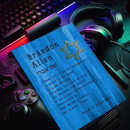 Invitación Barras Mitzvah Blue Techno