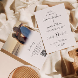 Invitación Barrera de fotos con guión moderno RSVP código QR