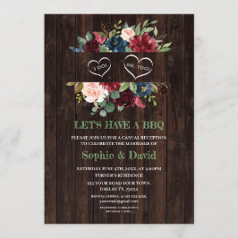 Invitación Barrera de marco floral rosa azul de Borgoña Hago 