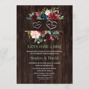 Invitación Barrera de marco floral rosa azul de Borgoña Hago 