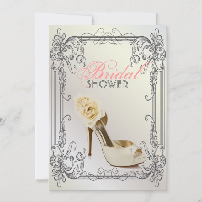 Invitación Barreras formales y elegantes ducha de novia blanc (Anverso)