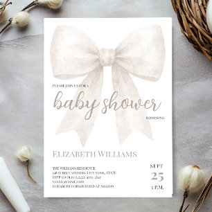 Invitación Barrido de color blanco Baby Shower minimalista