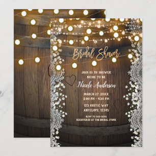 Invitación Barril de Madera Corazón Tallado Luces Despedida d