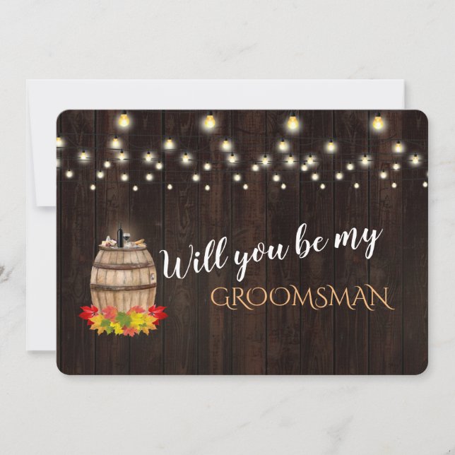 Invitación Barril De Vino Caído Serás Mi Groomsman (Anverso)