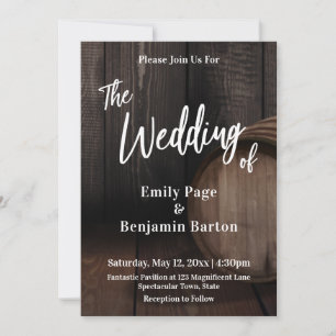 Invitación Barril de Vino de Madera Letra Informal La Boda de