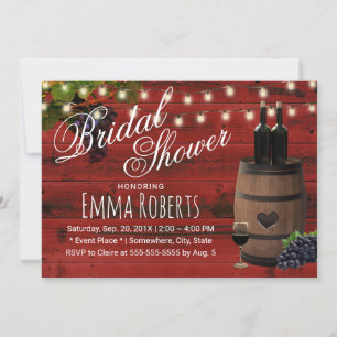 Invitación Barril de vino Rústico Red Barn Wood Bridal Shower
