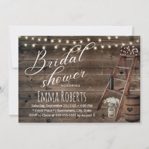 Invitación Barril de vino Rústico y ducha de novia con plomo