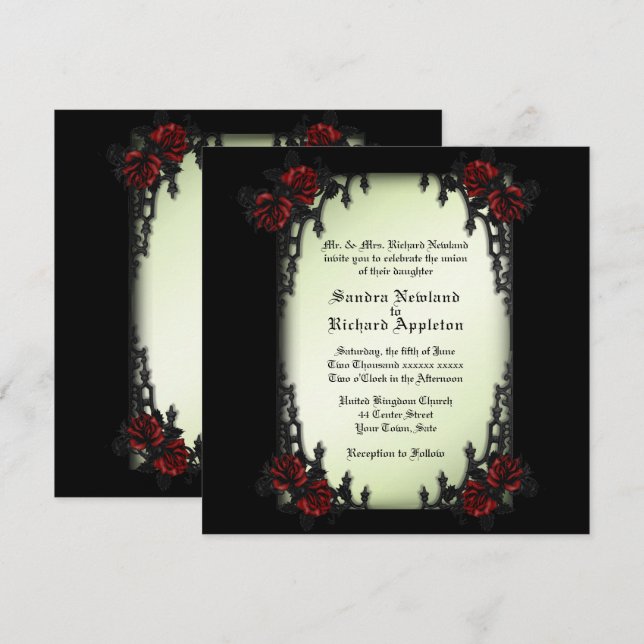 Invitación Barrio Francés Victoriano / Gótico Tema Boda Inv (Anverso / Reverso)