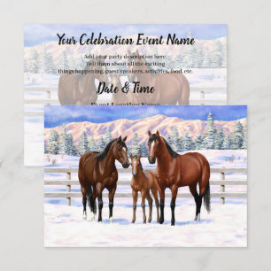 Invitación Barrio Marrón de caballos en Nieve