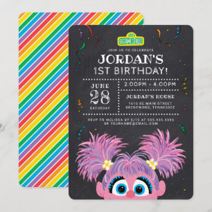 Invitación Barrio Sésamo   Abby Cadabby Chalkboard Cumpleaños