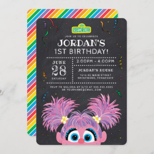 Invitación Barrio Sésamo   Abby Cadabby Chalkboard Cumpleaños
