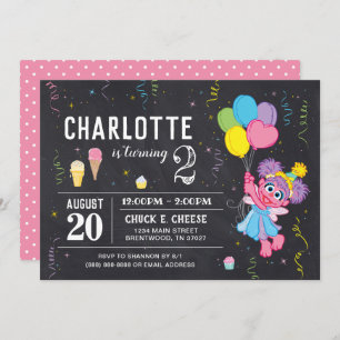 Invitación Barrio Sésamo   Abby Cadabby Chalkboard Cumpleaños
