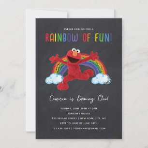 Invitación Barrio Sésamo - Arcoiris de Elmo para cumpleaños d
