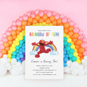 Invitación Barrio Sésamo - Arcoiris de Elmo para cumpleaños d