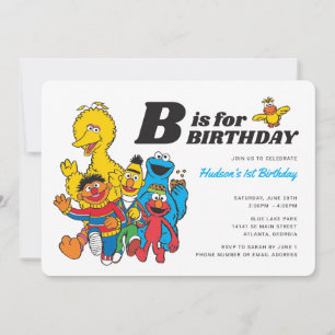 Invitación Barrio Sésamo   B es para Birthday Boy