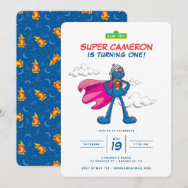 Invitación Barrio Sésamo | Cumpleaños de Super Grover