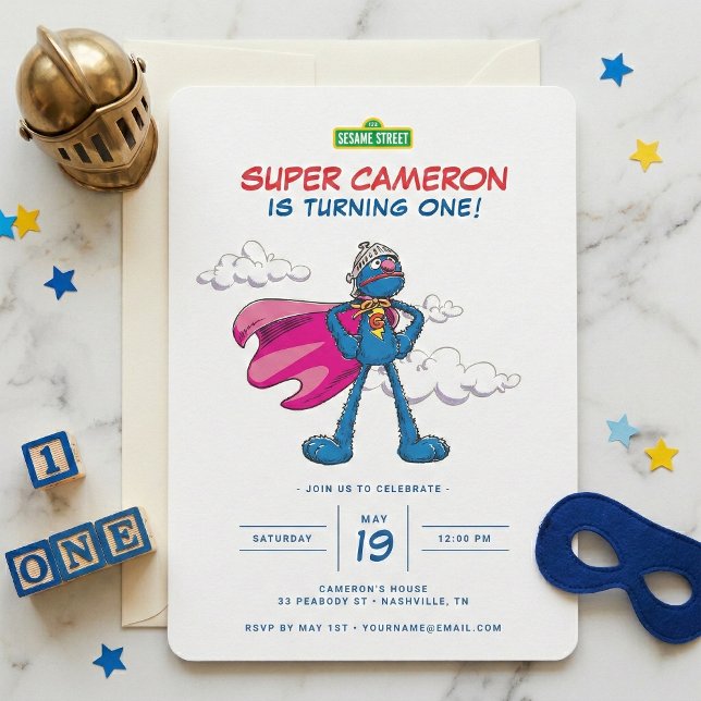 Invitación Barrio Sésamo | Cumpleaños de Super Grover (Subido por el creador)