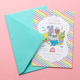 Invitación Barrio Sésamo | Cumpleaños del bebé a rayas