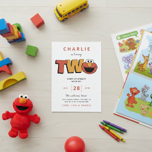 Invitación Barrio Sésamo Elmo - Segundo Cumpleaños