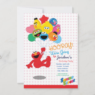Invitación Barrio Sésamo   Elmo y Pals - Globos de cumpleaños