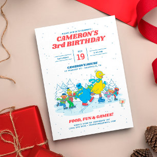 Invitación Barrio Sésamo   Fiesta de cumpleaños de invierno