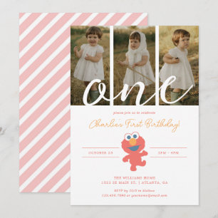 Invitación Barrio Sésamo   Primer cumpleaños de Elmo - Foto