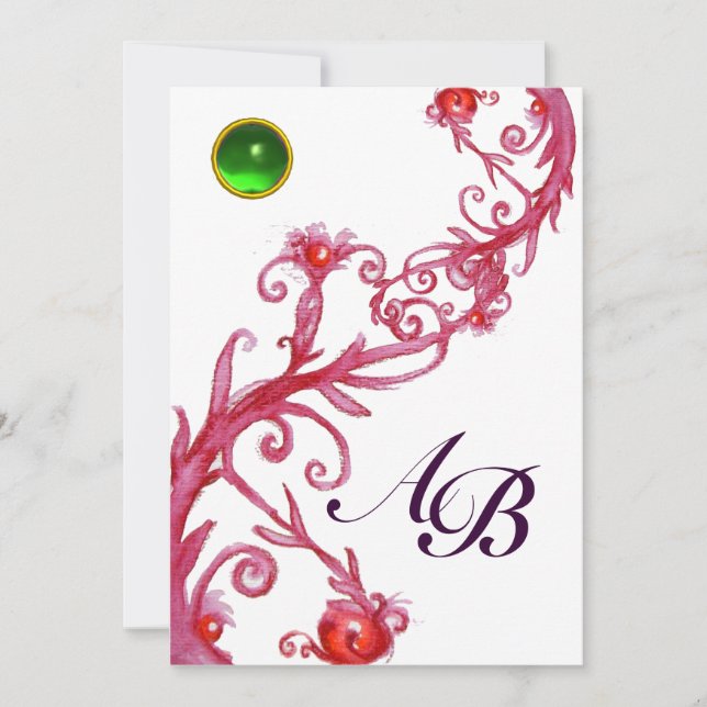 Invitación BARRIOS MAGICOS, MÓNOGRAMA verde blanco púrpura ro (Anverso)