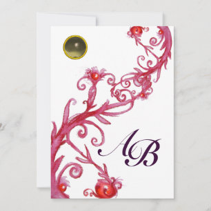 Invitación BARRIOS MAGICOS, negro morado blanco rojo MONOGRAM