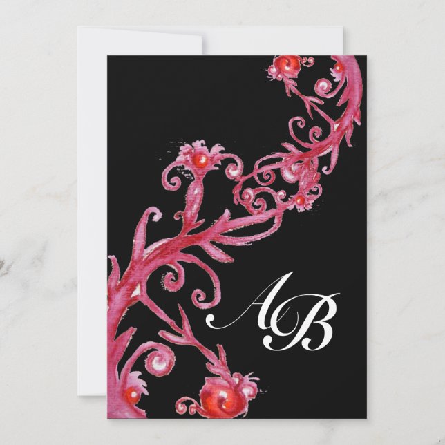 Invitación BARRIOS MÁGICOS, negro rojo MONOGRAM (Anverso)