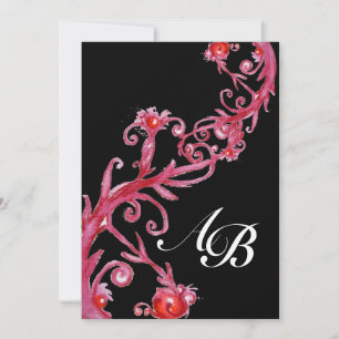 Invitación BARRIOS MÁGICOS, negro rojo MONOGRAM