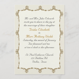 Invitación barroca de la boda del oro elegante