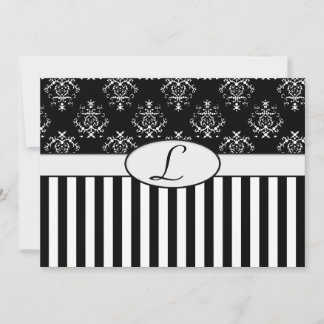 Invitación barroca rayada en blanco y negro