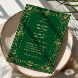 Invitación Barroco celta de lujo esmeralda