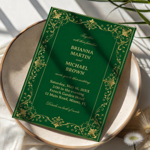 Invitación Barroco celta de lujo esmeralda