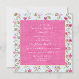 Invitación Barroco Marie Antoinette Floral Pastel Roses rosad