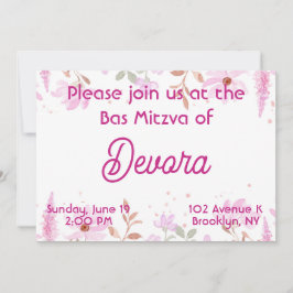 Invitación Bas mitzva floral