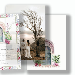 Invitación Base de fotografía en acuarela de puerta marroquí