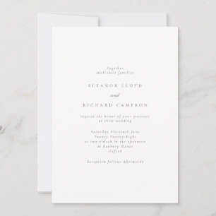 Invitación Base de texto gris simple para Boda de Vellum