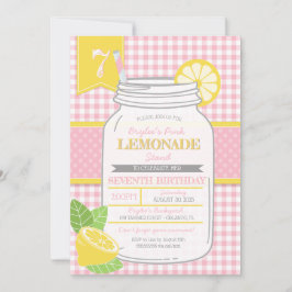 Invitación Base Lemonade Rosa (cualquier edad) Niños Fiesta d
