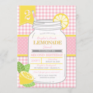 Invitación Base Lemonade Rosa (cualquier edad) Niños Fiesta d