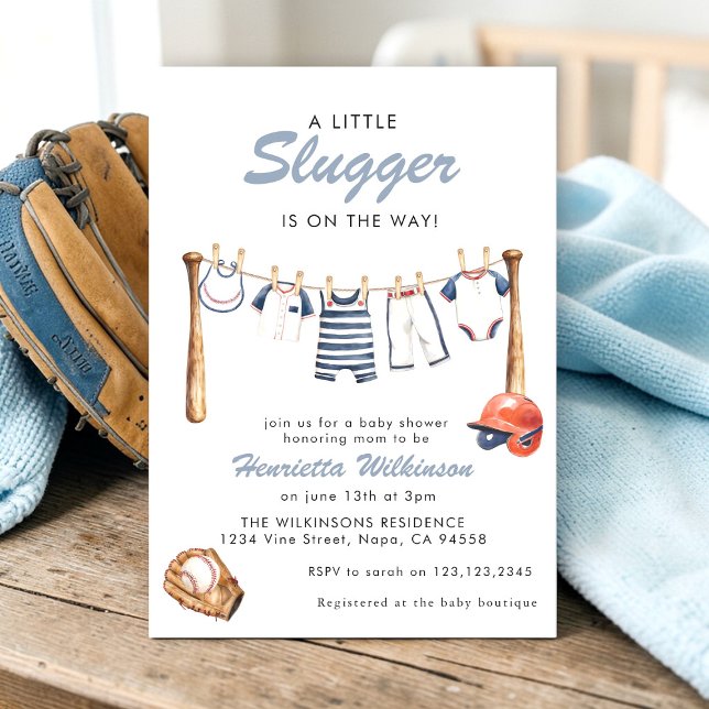 Invitación Baseball Baby Shower Invitation - A Little Slugger (Subido por el creador)