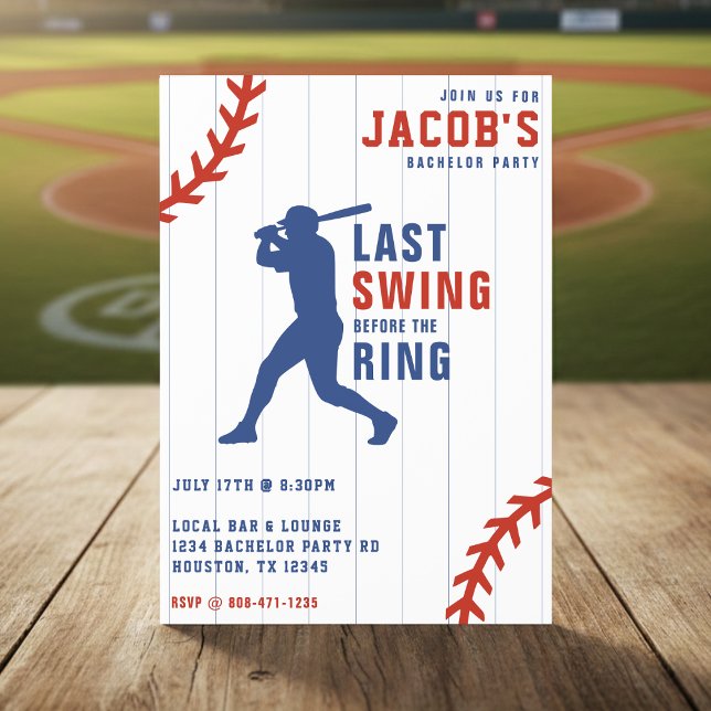 Invitación Baseball Bachelor Party Last Swing Before the Ring (Subido por el creador)