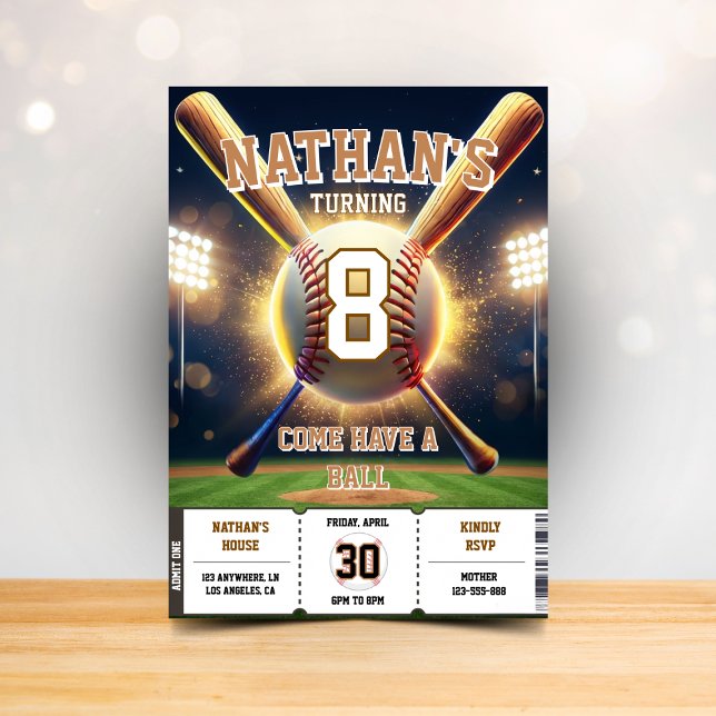 Invitación Baseball Birthday Party Sports Theme for Kids (Subido por el creador)