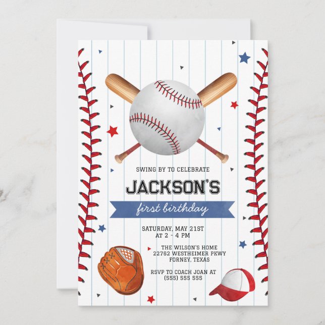 Invitación Baseball Boy Birthday Party Invitation (Anverso)