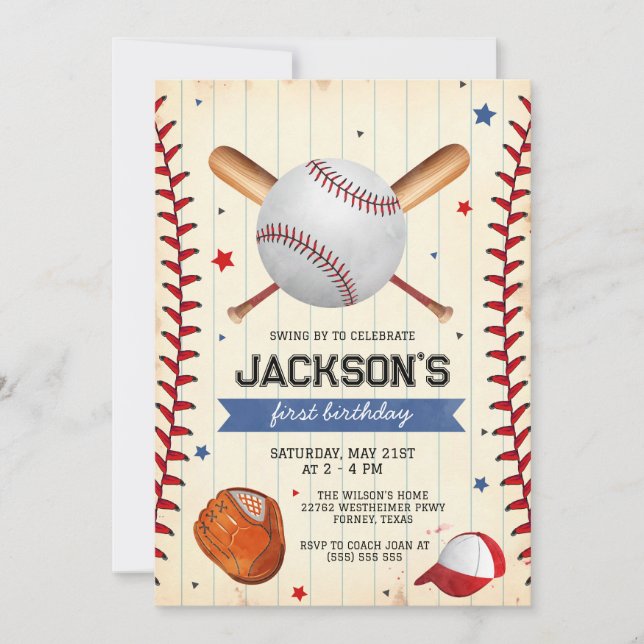 Invitación Baseball Boy Birthday Party Invitation (Anverso)
