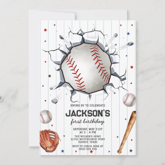 Invitación Baseball Boy Birthday Party Invitation (Anverso)